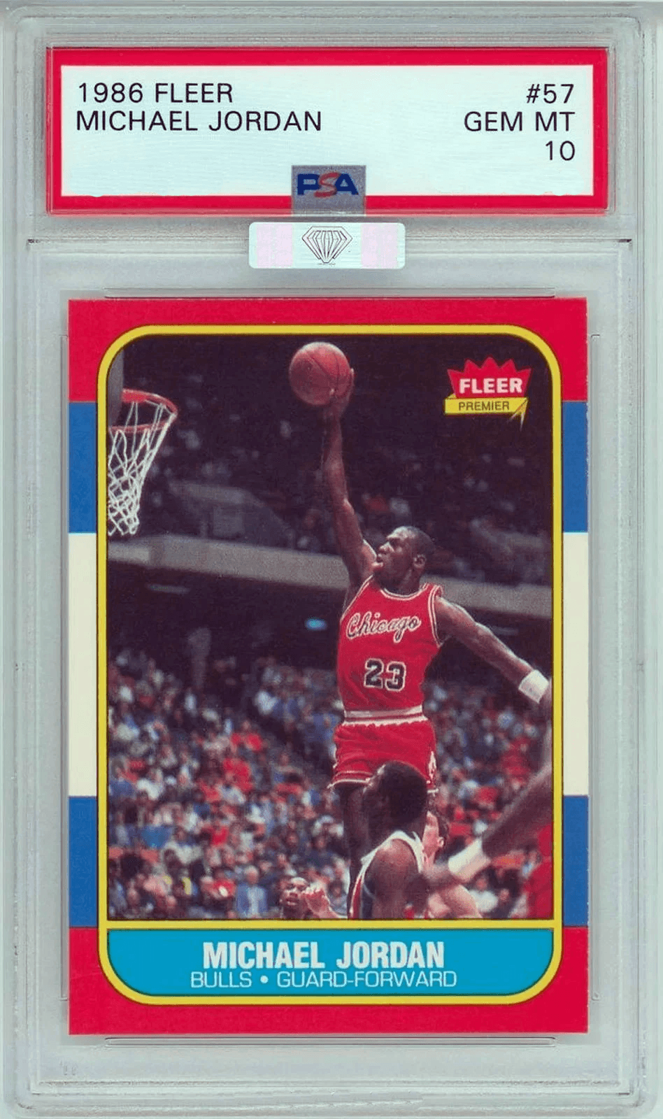 Front of 1986 Fleer Michael Jordan PSA 10