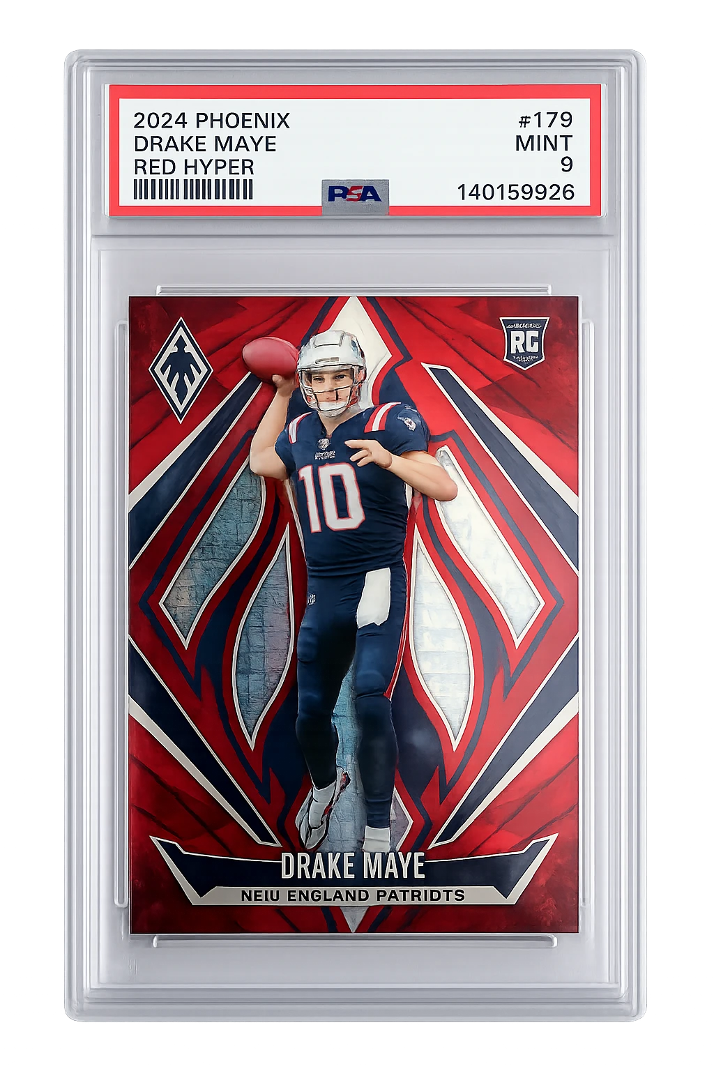 2024, PANINI/PHOENIX, RED HYPER, DRAKE MAYE, #179 /140 PSA 9