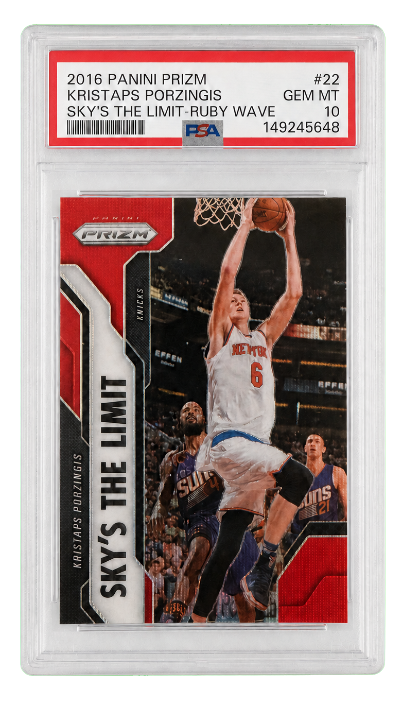 2016, Panini Prizm, Sky's the Limit-Ruby Wave, Kristaps Porzingis, #22