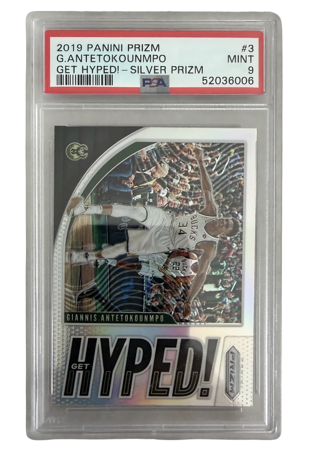 2019 Panini Prizm G. Antetokounmpo Get Hyped! – Silver Prizm #3
