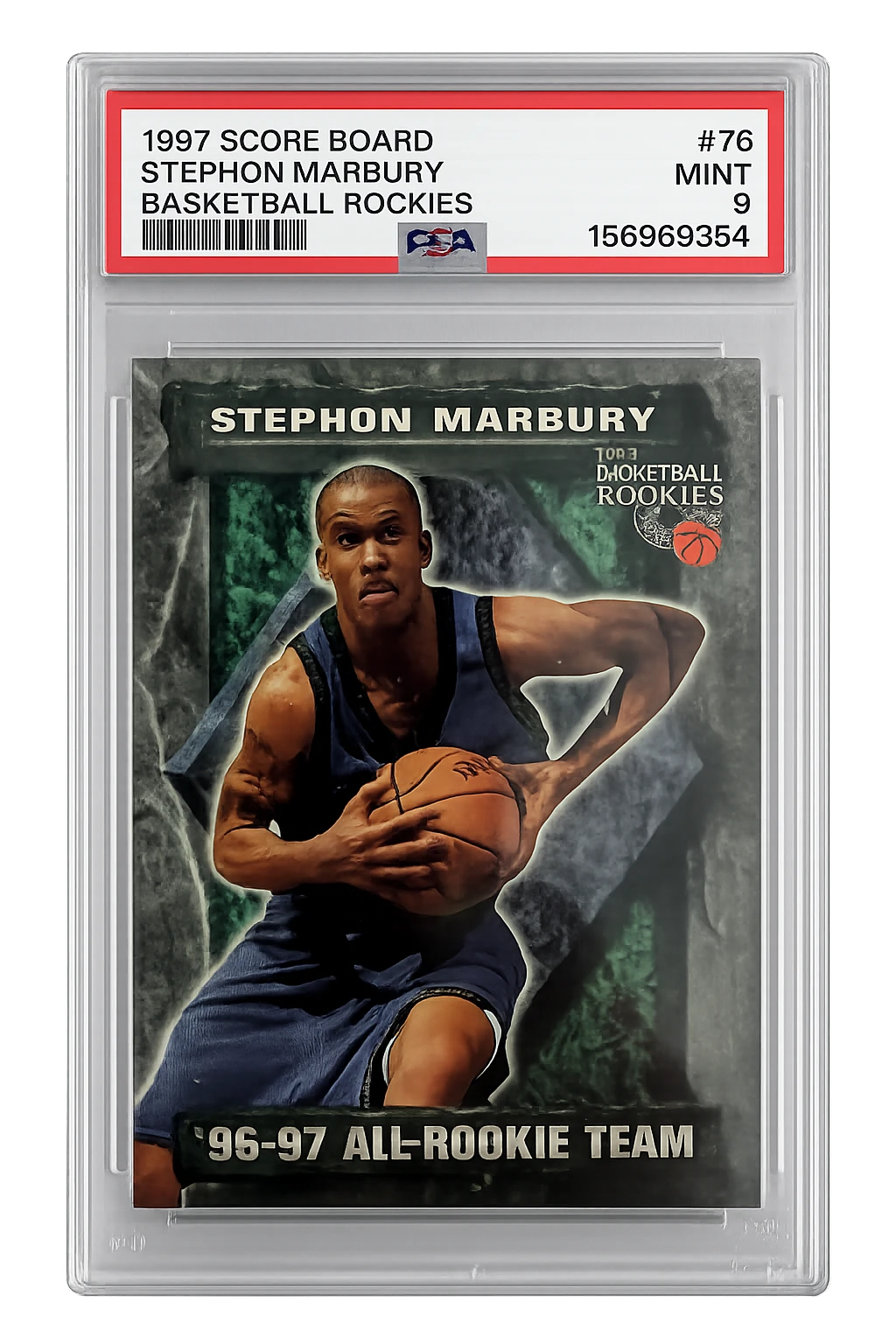 1997 Score Board #76 Stephon Marbury Basketball Rookies PSA 9